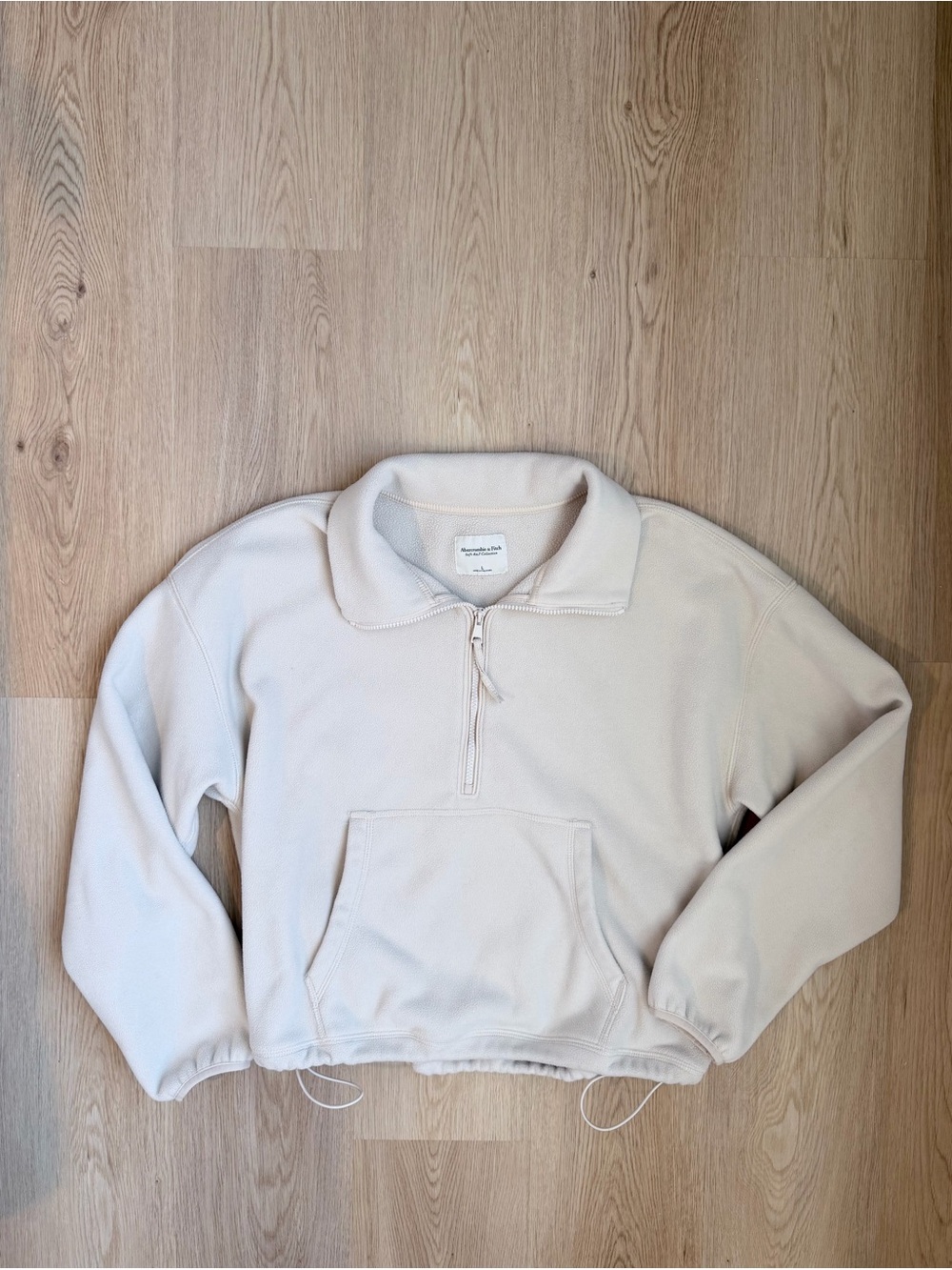 Abercrombie & Fitch Cream Quarter-Zip Pullover Fleece